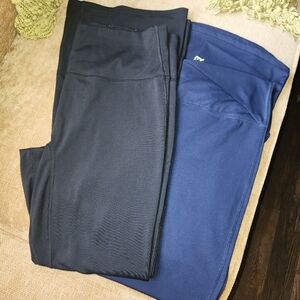 2 Pair Flare Leggings Black And Blue Size XL/1X
